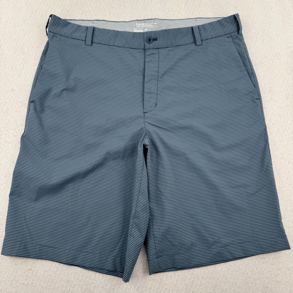Nike Golf Tour Performance Dri-FIT Shorts Mens 35 Slate Blue Striped 11" Inseam